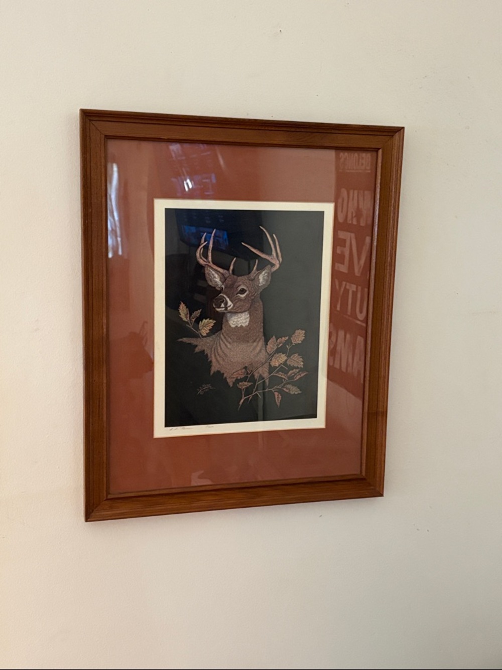 Framed Deer Print with Rust Mat